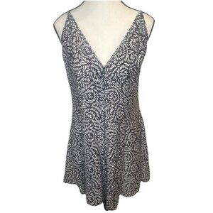 H & M Women’s Black White Sleeveless Button Front Viscose Mini Dress Sz M NEW